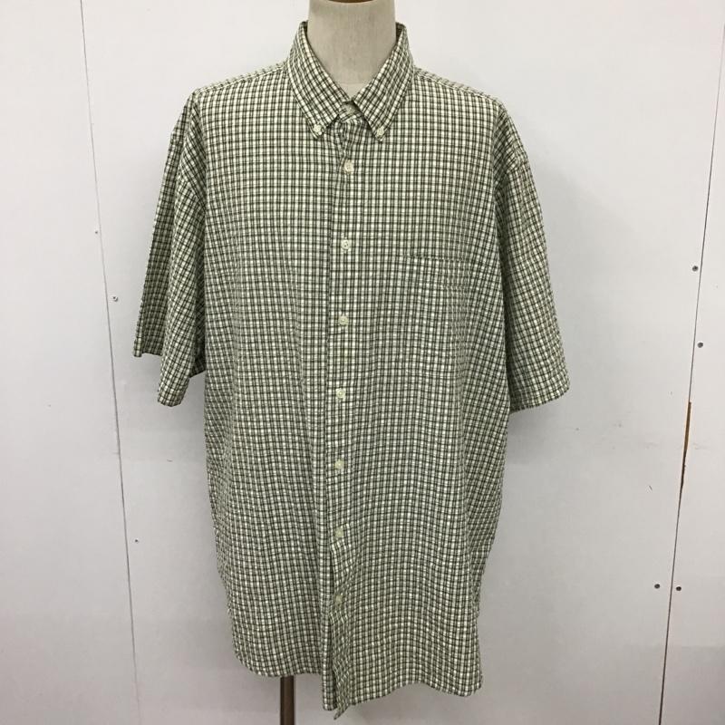 エディーバウアー Eddie Bauer シャツ、ブラウス 半袖 ボタンダウン 胸ポケット XXL チェック 白 / ホワイト / X カーキ / カーキ / X 薄緑 / ライトグリーン /  メンズ USED 古着 中古 10094367
