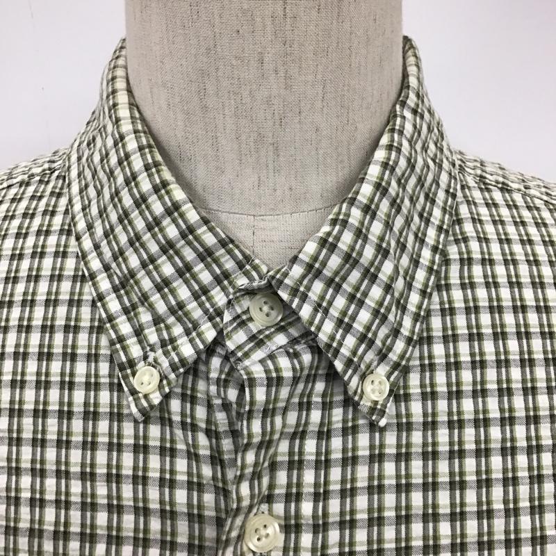 エディーバウアー Eddie Bauer シャツ、ブラウス 半袖 ボタンダウン 胸ポケット XXL チェック 白 / ホワイト / X カーキ / カーキ / X 薄緑 / ライトグリーン /  メンズ USED 古着 中古 10094367