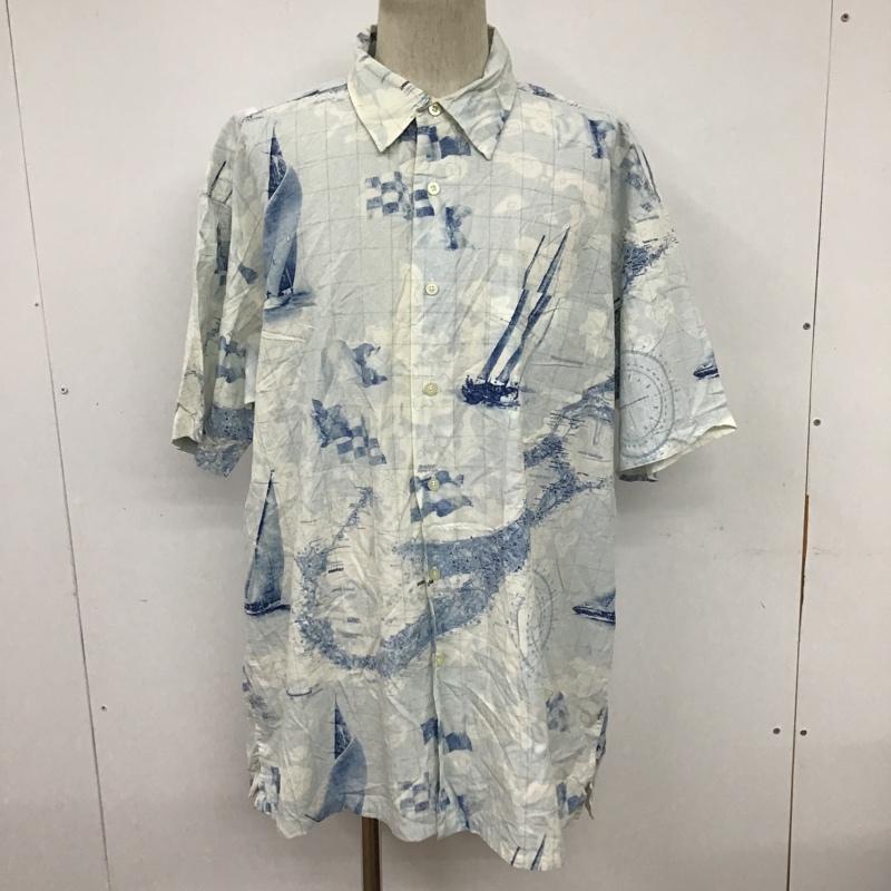 ノーティカ NAUTICA シャツ、ブラウス 半袖 XL 総柄 白 / ホワイト / X 水色 / ライトブルー /  メンズ USED 古着 中古 10094369