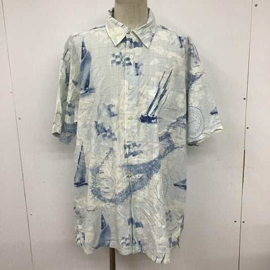 ノーティカ NAUTICA シャツ、ブラウス 半袖 XL 総柄 白 / ホワイト / X 水色 / ライトブルー /  メンズ USED 古着 中古 10094369
