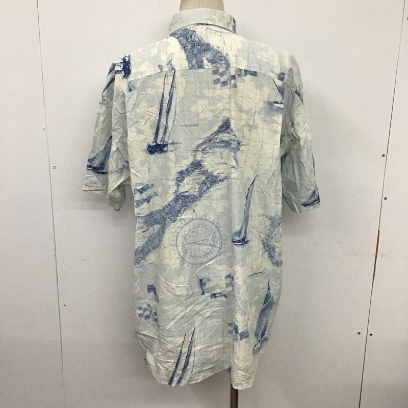 ノーティカ NAUTICA シャツ、ブラウス 半袖 XL 総柄 白 / ホワイト / X 水色 / ライトブルー /  メンズ USED 古着 中古 10094369