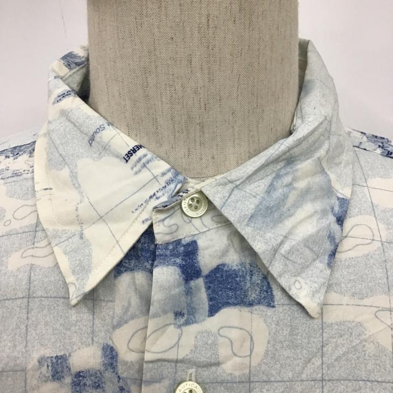 ノーティカ NAUTICA シャツ、ブラウス 半袖 XL 総柄 白 / ホワイト / X 水色 / ライトブルー /  メンズ USED 古着 中古 10094369