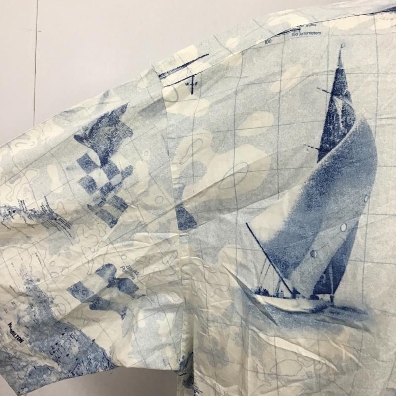 ノーティカ NAUTICA シャツ、ブラウス 半袖 XL 総柄 白 / ホワイト / X 水色 / ライトブルー /  メンズ USED 古着 中古 10094369