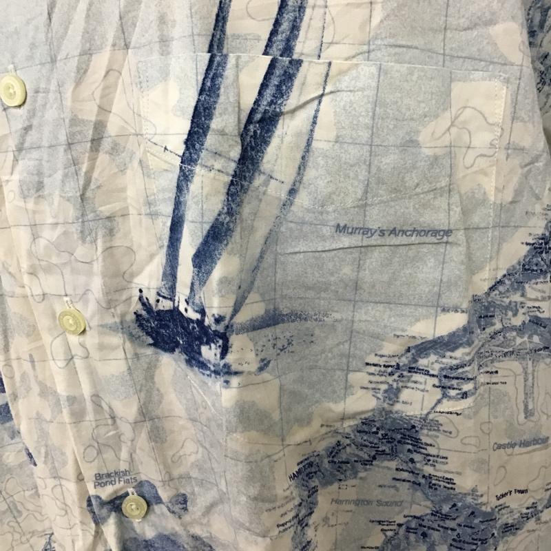 ノーティカ NAUTICA シャツ、ブラウス 半袖 XL 総柄 白 / ホワイト / X 水色 / ライトブルー /  メンズ USED 古着 中古 10094369