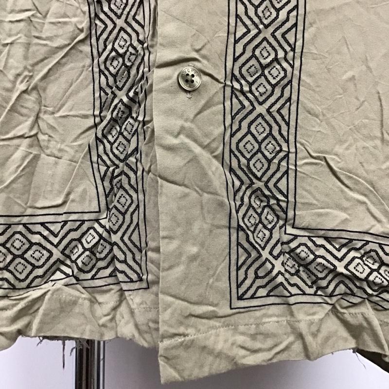 古着 USED シャツ、ブラウス 半袖 オープンカラー XL プリント ベージュ / ベージュ /  メンズ USED 古着 中古 10094372