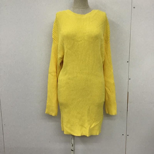 ザラ ZARA ワンピース ひざ丈スカート 2142 067 300 バックオープン バックストラップ ニット S 無地 黄 / イエロー /  レディース USED 古着 中古 10094508