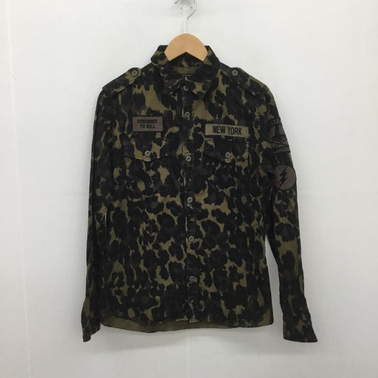 ヒステリックグラマー HYSTERIC GLAMOUR シャツ、ブラウス 長袖 レオパード ミリタリーシャツ　ヒョウ柄 M ヒョウ柄・レオパード柄 黒 / ブラック / X 茶 / ブラウン /  メンズ USED 古着 中古 10094523