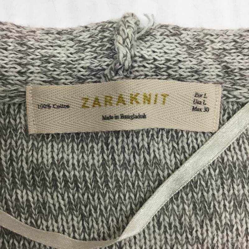 ザラニット ZARA KNIT カーディガン 長袖 6873 004 809 Vネック L 無地 灰 / グレー /  レディース USED 古着 中古 10094538