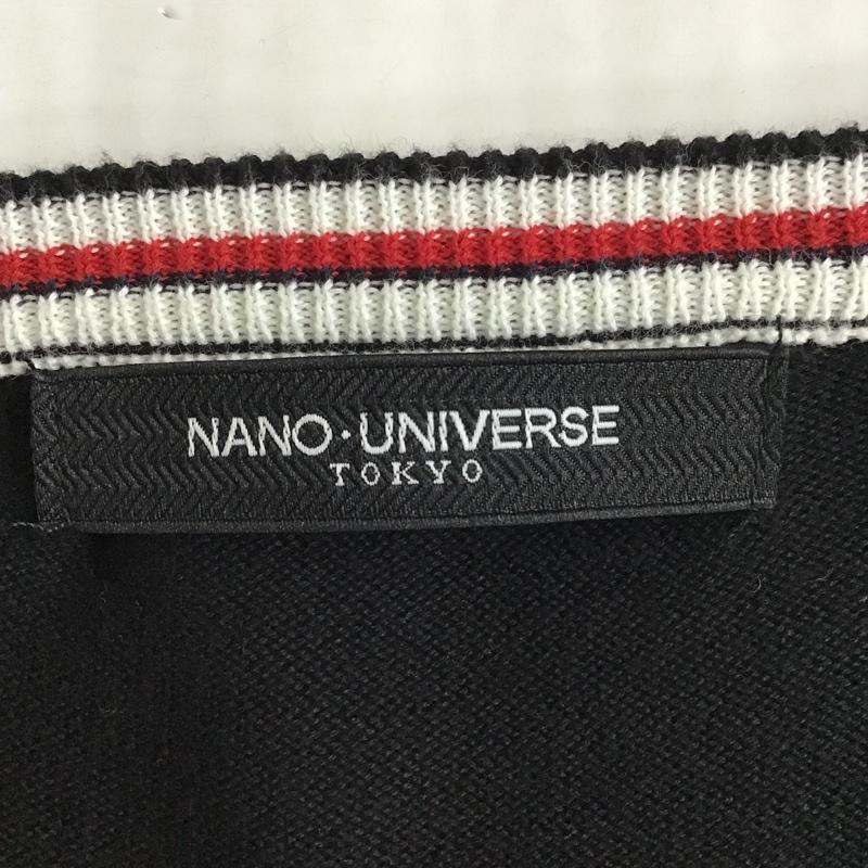 ナノユニバース nano・universe カーディガン 長袖 NUC61KT0101SR Vネック コットン S ボーダー柄 黒 / ブラック / X 白 / ホワイト /  メンズ USED 古着 中古 10094559