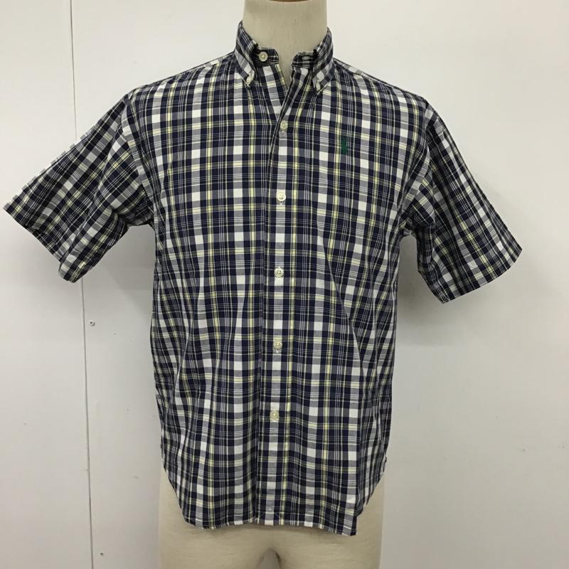 ポロバイラルフローレン Polo by RALPH LAUREN シャツ、ブラウス 半袖 コットン ボタンダウン チェック M ワンポイント 灰 / グレー / X 黄 / イエロー / X 紺 / ネイビー /  メンズ USED 古着 中古 10094570