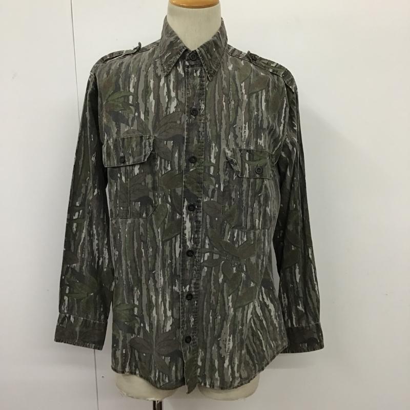 古着 USED シャツ、ブラウス 長袖 ミリタリー 8 総柄 茶 / ブラウン / X 灰 / グレー / X 黒 / ブラック / X 緑 / グリーン /  メンズ USED 古着 中古 10094584