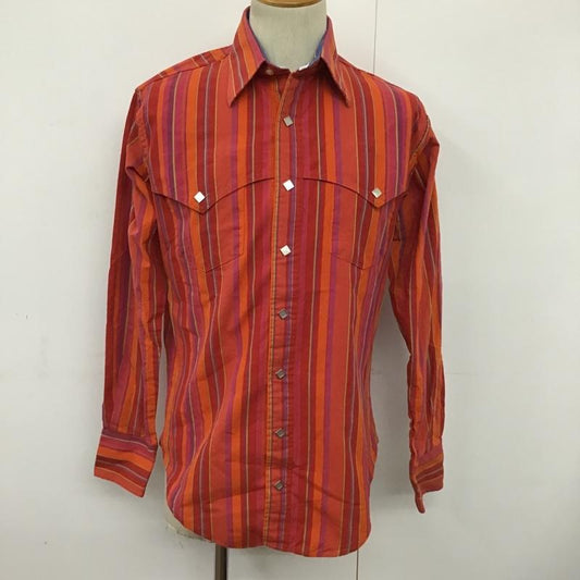 古着 USED シャツ、ブラウス 長袖 Cowboy Equipment ウエスタンシャツ S ストライプ 赤 / レッド / X 橙 / オレンジ / X 桃 / ピンク / X 紫 / パープル /  メンズ USED 古着 中古 10094644
