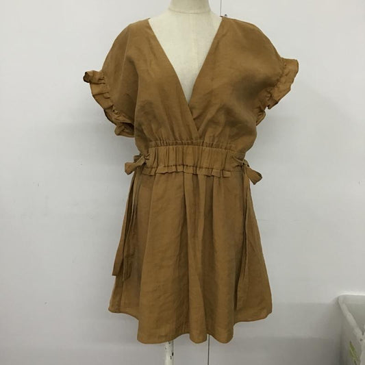 ザラ ZARA ワンピース ひざ丈スカート 7385 301 751 M 無地 キャメル / キャメル /  レディース USED 古着 中古 10094684