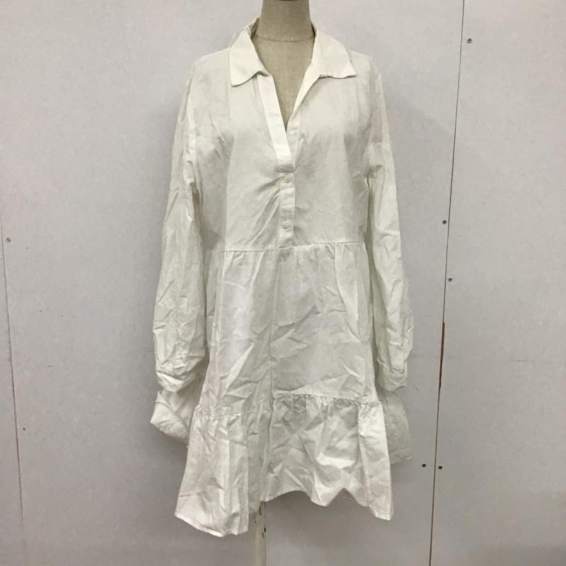 ザラ ZARA ワンピース ひざ丈スカート 2287 355 250 スキッパー ティアード L 無地 白 / ホワイト /  レディース USED 古着 中古 10094689