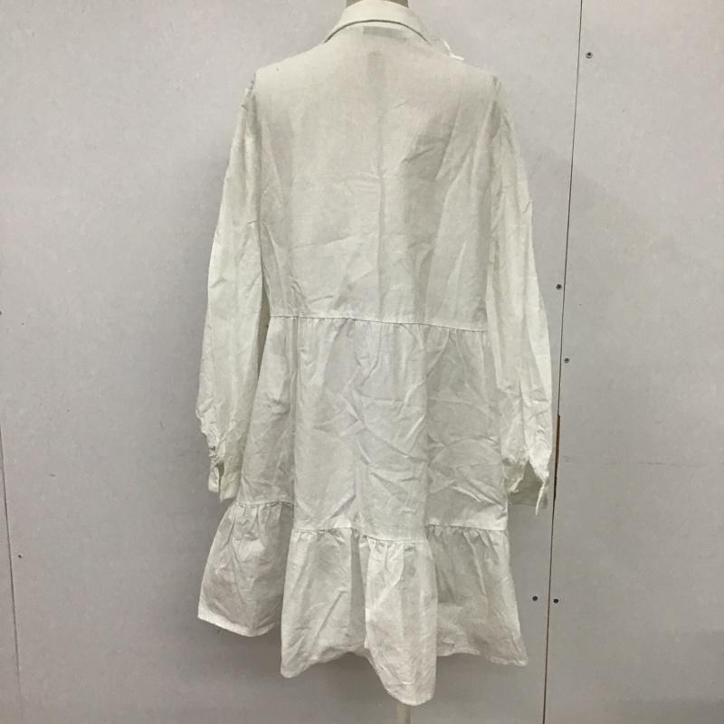 ザラ ZARA ワンピース ひざ丈スカート 2287 355 250 スキッパー ティアード L 無地 白 / ホワイト /  レディース USED 古着 中古 10094689