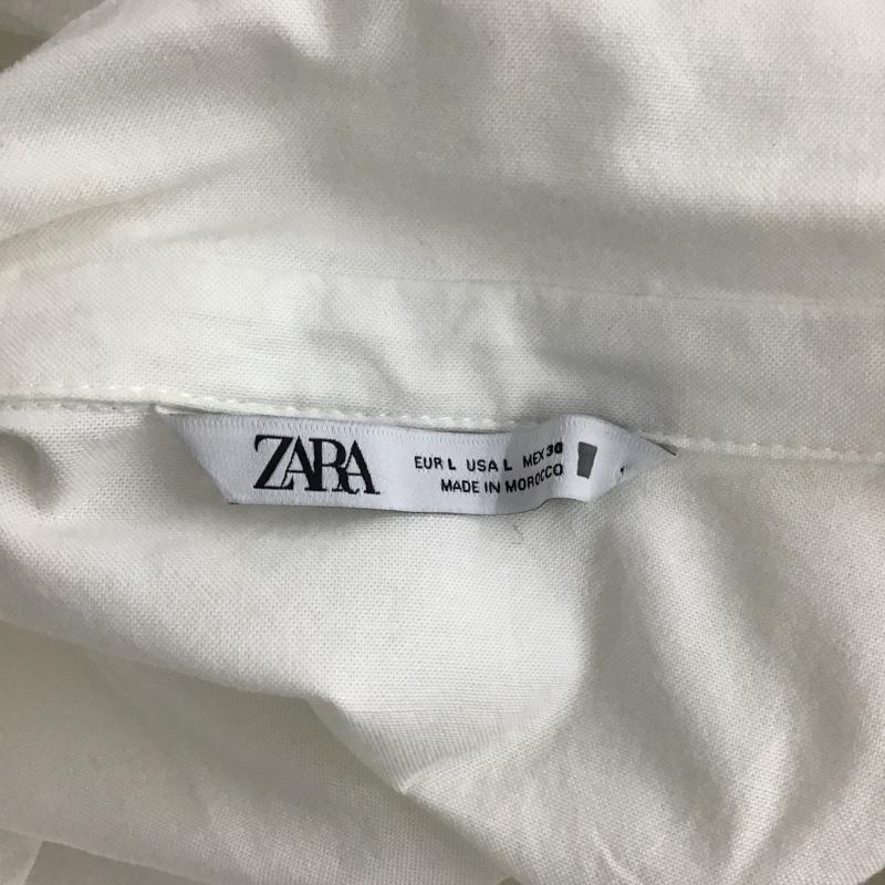 ザラ ZARA ワンピース ひざ丈スカート 2287 355 250 スキッパー ティアード L 無地 白 / ホワイト /  レディース USED 古着 中古 10094689