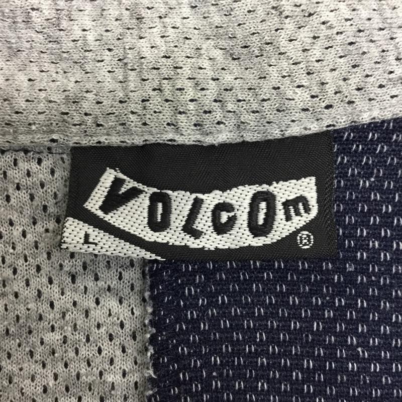 ボルコム VOLCOM ポロシャツ 半袖 半袖カットソー 切替カットソー L ロゴ、文字 灰 / グレー / X 紺 / ネイビー /  メンズ USED 古着 中古 10094735