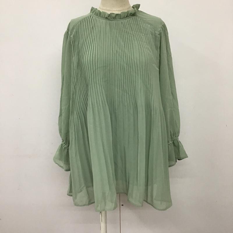 ビス ViS カットソー 長袖 BVH-11160-A シフォンプリーツスタンドブラウス FREE 無地 薄緑 / ライトグリーン /  レディース USED 古着 中古 10094883