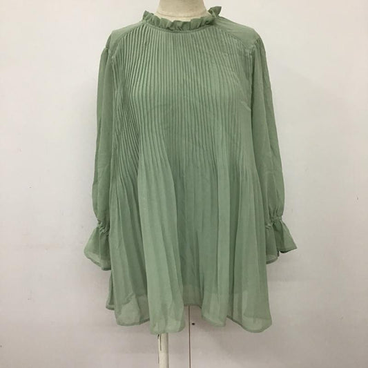 ビス ViS カットソー 長袖 BVH-11160-A シフォンプリーツスタンドブラウス FREE 無地 薄緑 / ライトグリーン /  レディース USED 古着 中古 10094883
