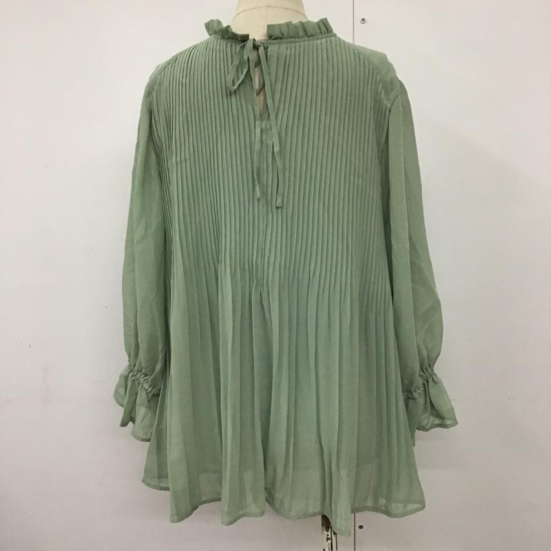 ビス ViS カットソー 長袖 BVH-11160-A シフォンプリーツスタンドブラウス FREE 無地 薄緑 / ライトグリーン /  レディース USED 古着 中古 10094883