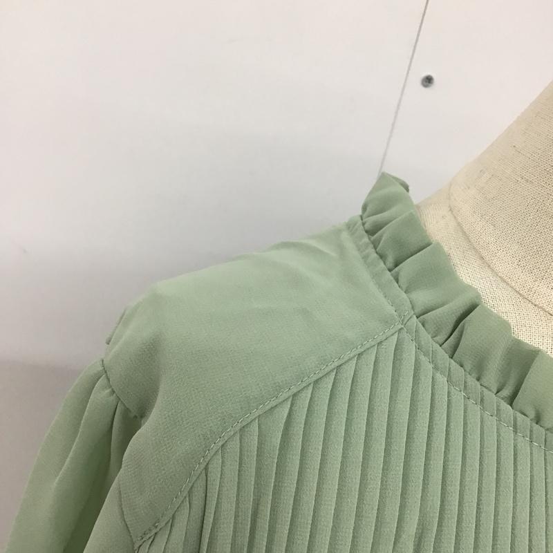 ビス ViS カットソー 長袖 BVH-11160-A シフォンプリーツスタンドブラウス FREE 無地 薄緑 / ライトグリーン /  レディース USED 古着 中古 10094883