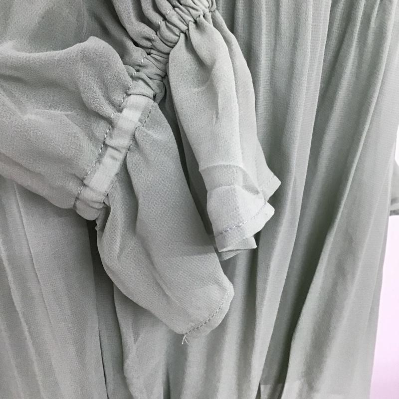 ビス ViS カットソー 長袖 BVH-11160-A シフォンプリーツスタンドブラウス FREE 無地 薄緑 / ライトグリーン /  レディース USED 古着 中古 10094883