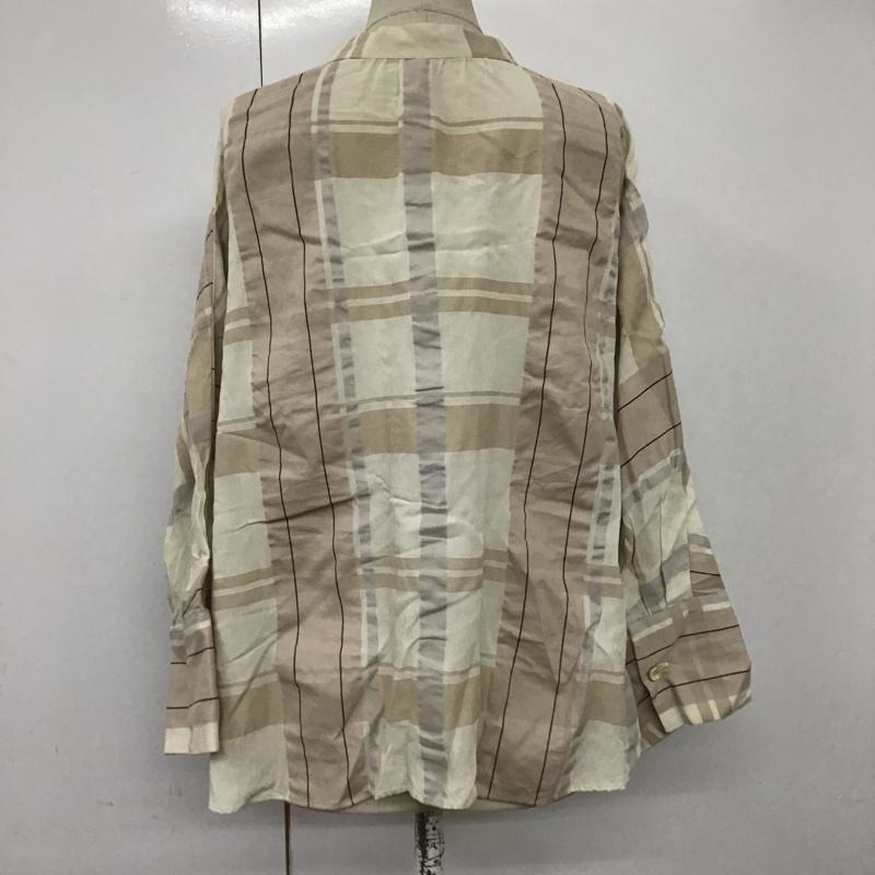 エストゥロワルーズ ESTROISLOSE シャツ、ブラウス 長袖 EB22110 キュプラコットンビックチェックドルマンブラウス ノーカラー チェック ベージュ / ベージュ / X アイボリー / アイボリー / X 灰 / グレー /  レディース USED 古着 中古 10094999