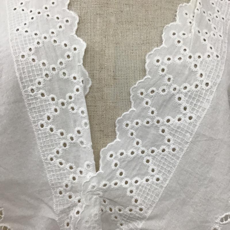 ローリーズファーム LOWRYS FARM カットソー 七分袖 LF600068TS スカラップレースブラウス Ｖネック FREE 刺繍 白 / ホワイト /  レディース USED 古着 中古 10095002