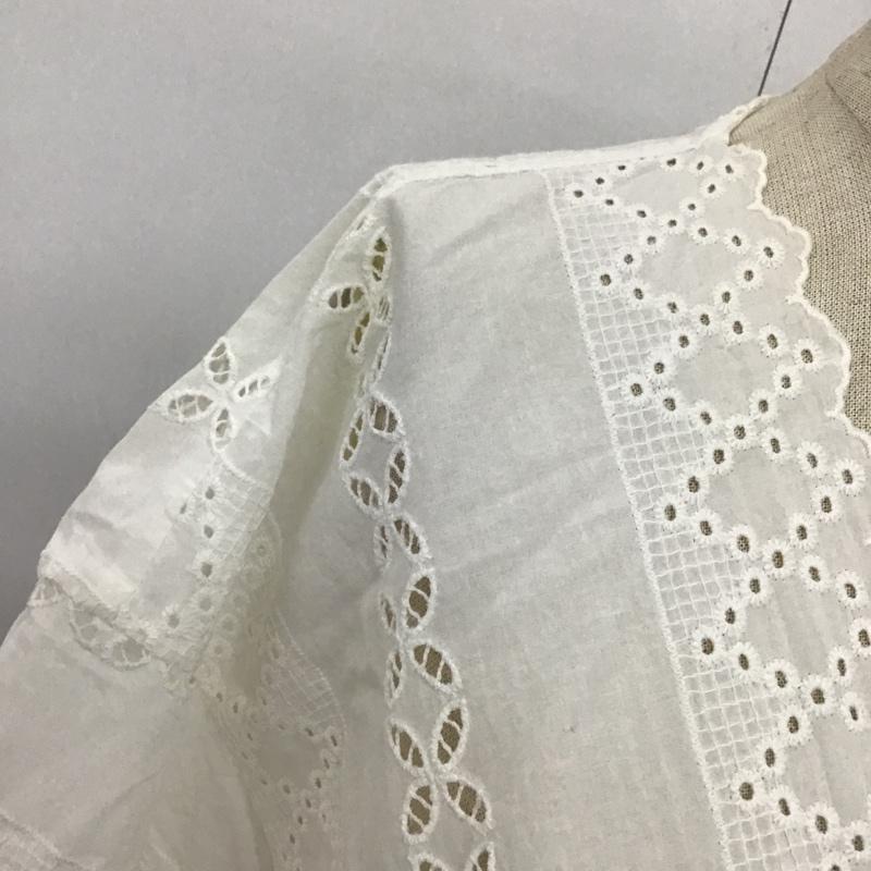 ローリーズファーム LOWRYS FARM カットソー 七分袖 LF600068TS スカラップレースブラウス Ｖネック FREE 刺繍 白 / ホワイト /  レディース USED 古着 中古 10095002