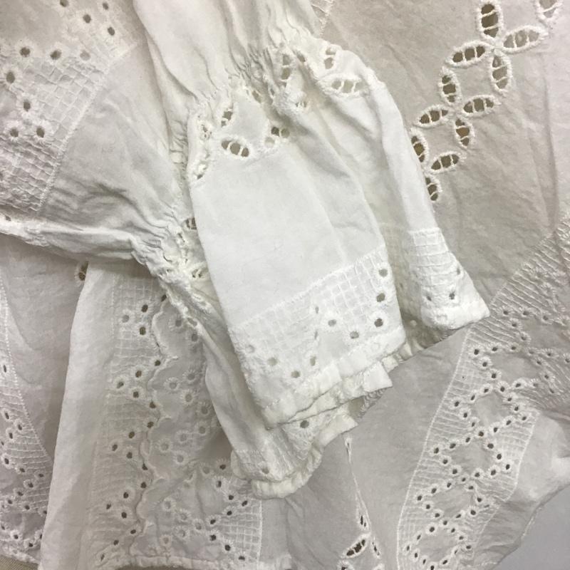 ローリーズファーム LOWRYS FARM カットソー 七分袖 LF600068TS スカラップレースブラウス Ｖネック FREE 刺繍 白 / ホワイト /  レディース USED 古着 中古 10095002