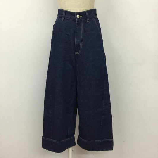 ミルクフェド MILKFED. パンツ デニム、ジーンズ 03181605 ワイドパンツ S ロゴ、文字 インディゴ / インディゴ /  レディース USED 古着 中古 10095006
