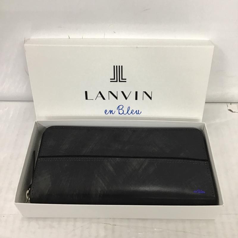 ランバンオンブルー LANVIN en Bleu 財布 長財布 553605 ラウンドファスナー 牛革 箱有 ロゴ、文字 黒 / ブラック /  メンズ USED 古着 中古 10095042