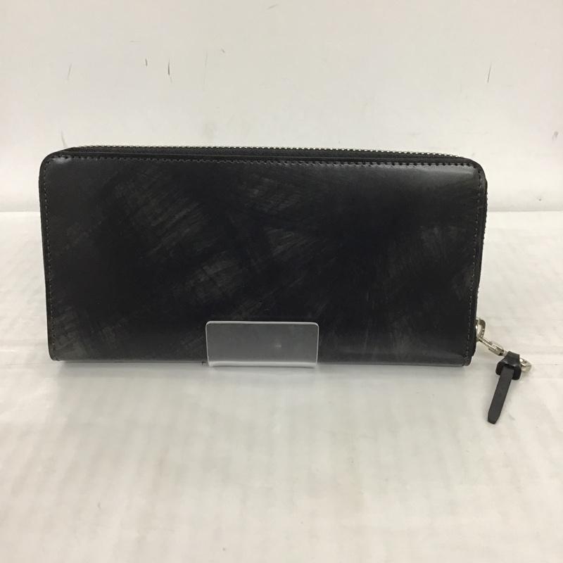 ランバンオンブルー LANVIN en Bleu 財布 長財布 553605 ラウンドファスナー 牛革 箱有 ロゴ、文字 黒 / ブラック /  メンズ USED 古着 中古 10095042