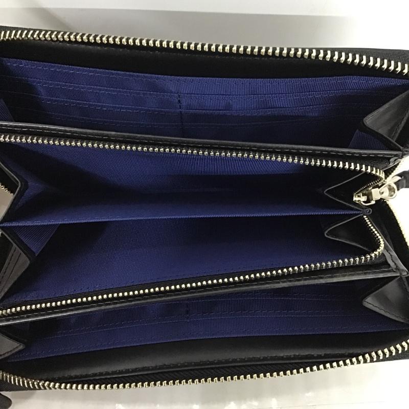 ランバンオンブルー LANVIN en Bleu 財布 長財布 553605 ラウンドファスナー 牛革 箱有 ロゴ、文字 黒 / ブラック /  メンズ USED 古着 中古 10095042