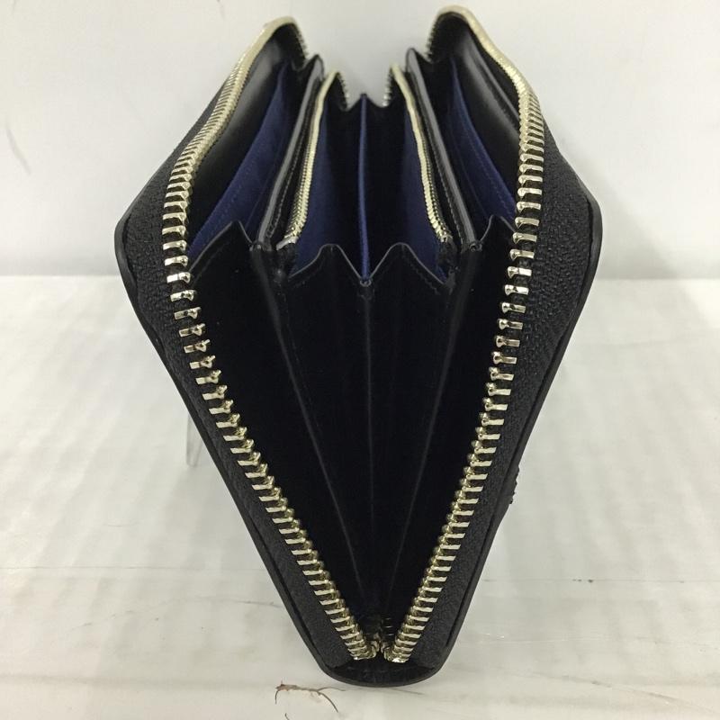 ランバンオンブルー LANVIN en Bleu 財布 長財布 553605 ラウンドファスナー 牛革 箱有 ロゴ、文字 黒 / ブラック /  メンズ USED 古着 中古 10095042