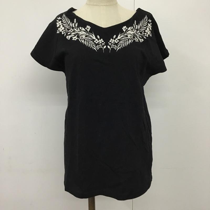 ナノベース nano base カットソー 半袖 BM72TT0966CO 刺繍 FREE 花柄 黒 / ブラック /  レディース USED 古着 中古 10095057