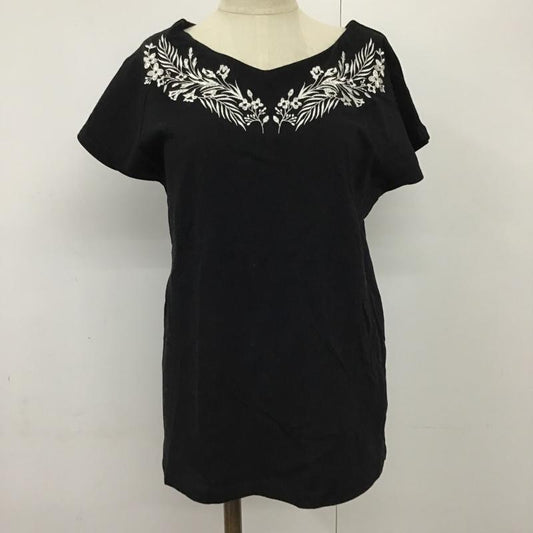 ナノベース nano base カットソー 半袖 BM72TT0966CO 刺繍 FREE 花柄 黒 / ブラック /  レディース USED 古着 中古 10095057