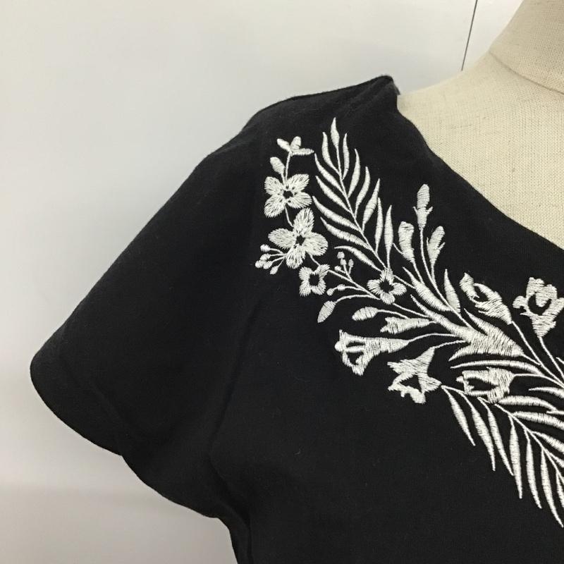 ナノベース nano base カットソー 半袖 BM72TT0966CO 刺繍 FREE 花柄 黒 / ブラック /  レディース USED 古着 中古 10095057