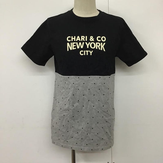 チャリアンドコー CHARI&CO Tシャツ 半袖 HALFDOTTEE 半袖カットソー 切替Tシャツ プリントTシャツ M ドット X プリント 白 / ホワイト / X 黒 / ブラック / X 灰 / グレー /  メンズ USED 古着 中古 10095118