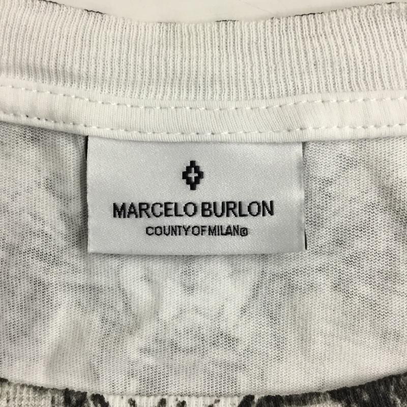 マルセロ・バーロン MARCELO BURLON Tシャツ 半袖 CMAA018F17001247 フェザープリントバイカラーTシャツ 半袖カットソー プリントTシャツ XS プリント 白 / ホワイト / X 黒 / ブラック /  メンズ USED 古着 中古 10095126