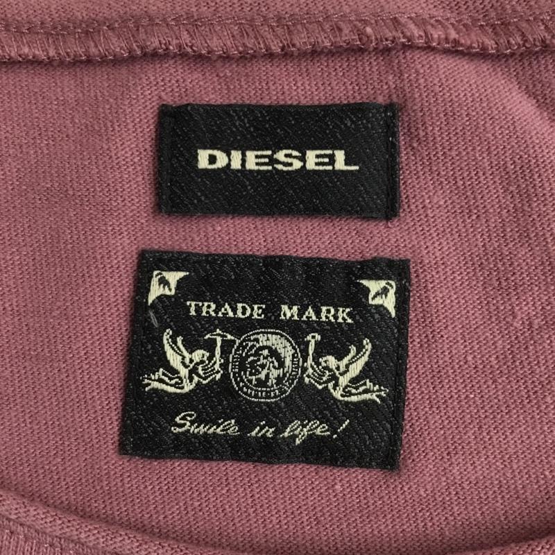 ディーゼル DIESEL カットソー 七分袖 七分丈カットソー ボーダー長袖カットソー 長袖Tシャツ S ボーダー柄 黒 / ブラック / X 桃 / ピンク /  メンズ USED 古着 中古 10095163