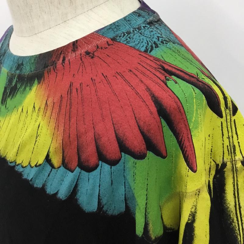 マルセロ・バーロン MARCELO BURLON Tシャツ 半袖 半袖カットソー プリントTシャツ クルーネックシャツ WINGST-SHIRT フェザープリントTシャツ S プリント 黒 / ブラック /  メンズ USED 古着 中古 10095170