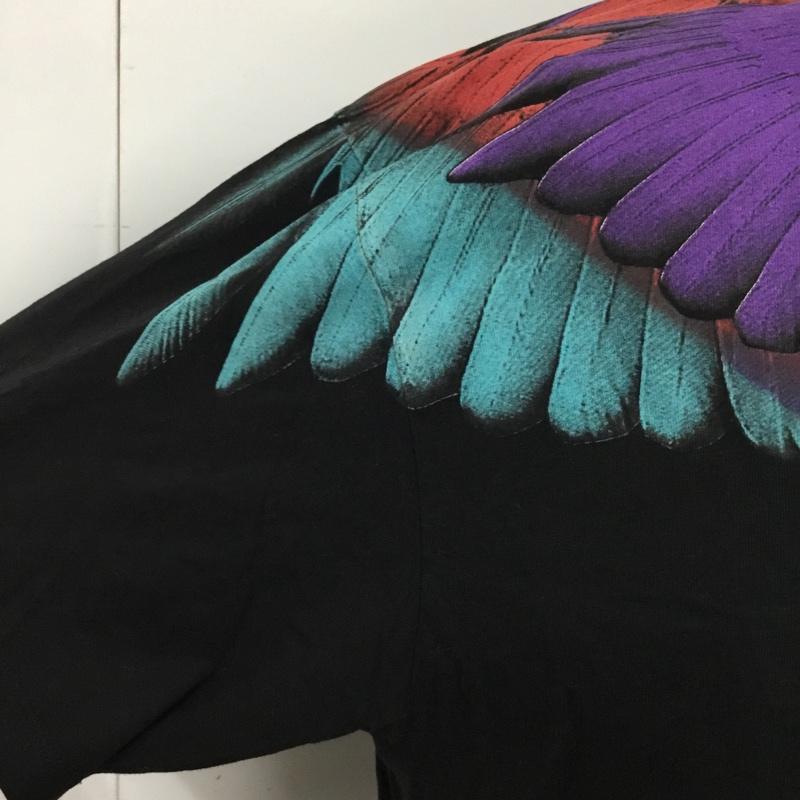 マルセロ・バーロン MARCELO BURLON Tシャツ 半袖 半袖カットソー プリントTシャツ クルーネックシャツ WINGST-SHIRT フェザープリントTシャツ S プリント 黒 / ブラック /  メンズ USED 古着 中古 10095170