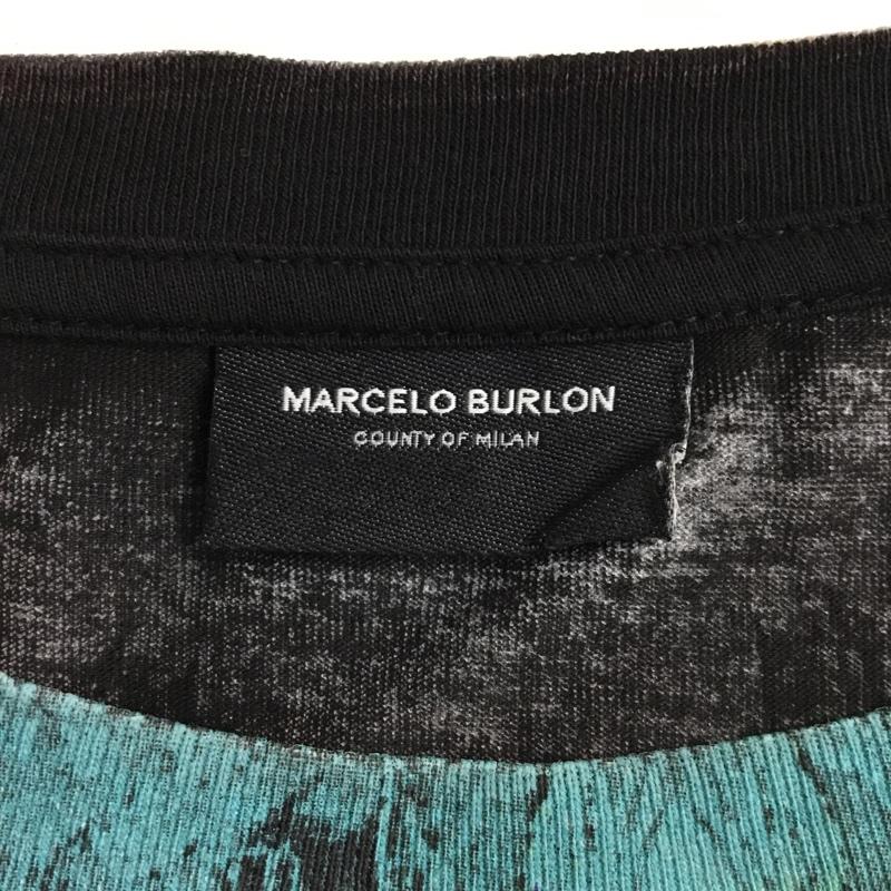 マルセロ・バーロン MARCELO BURLON Tシャツ 半袖 半袖カットソー プリントTシャツ クルーネックシャツ WINGST-SHIRT フェザープリントTシャツ S プリント 黒 / ブラック /  メンズ USED 古着 中古 10095170