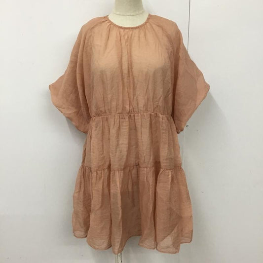 ナイスクラップ NICE CLAUP ワンピース ミニスカート 半袖ワンピース シースルーワンピース パフスリーブ ミニワンピース ラグラン バックスリット FREE 無地 桃 / ピンク /  レディース USED 古着 中古 10095205