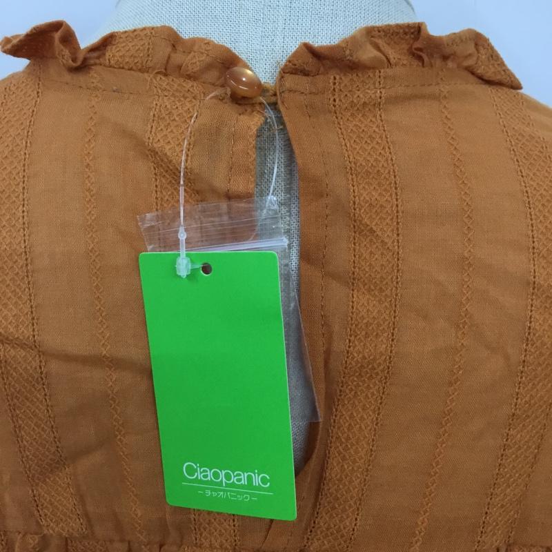チャオパニック CIAOPANIC シャツ、ブラウス 半袖 ノースリーブシャツ フリルシャツ ノーカラーシャツ ノースリーブカットソー FREE 無地 橙 / オレンジ /  レディース USED 古着 中古 10095217