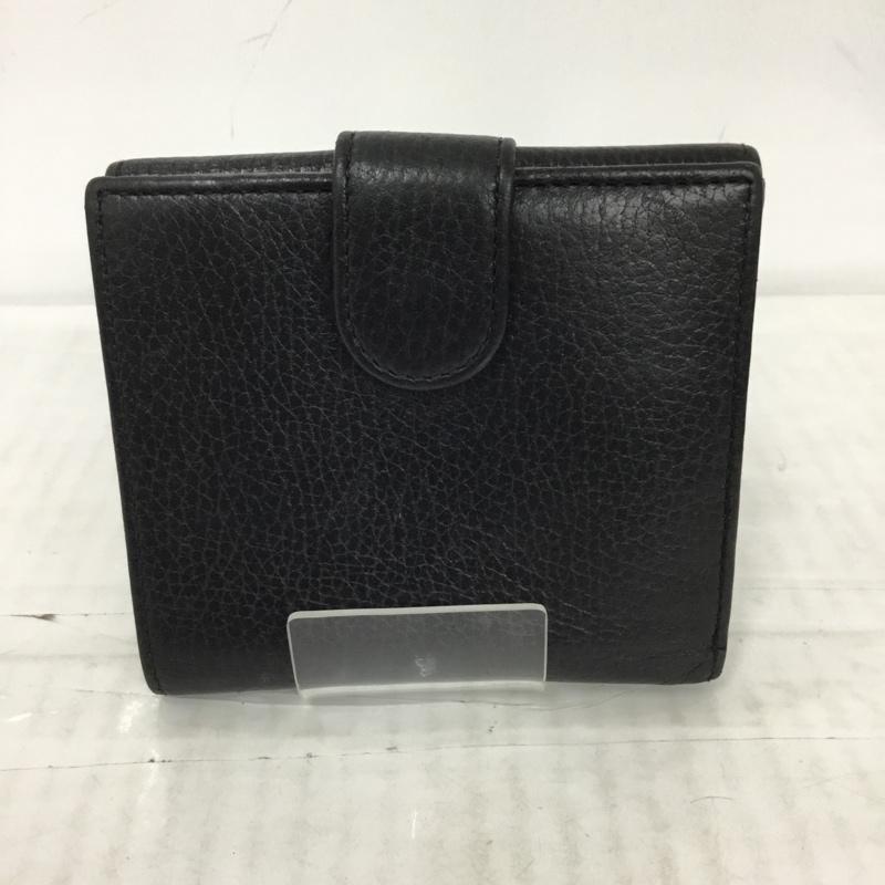 グッチ GUCCI 財布 二つ折り GG 無地 黒 / ブラック / X 金 / ゴールド /  レディース USED 古着 中古 10095281
