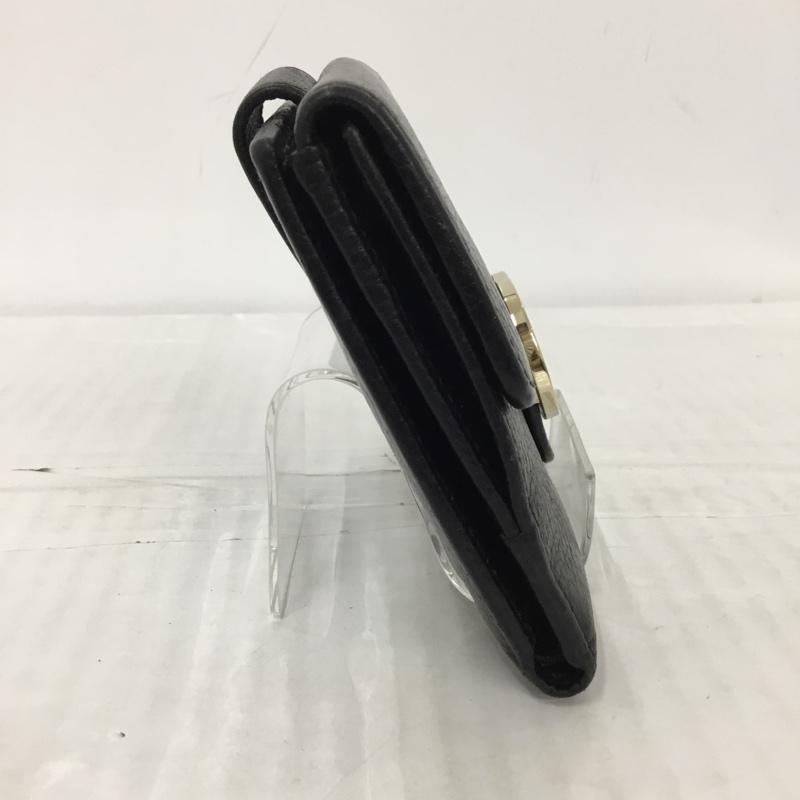 グッチ GUCCI 財布 二つ折り GG 無地 黒 / ブラック / X 金 / ゴールド /  レディース USED 古着 中古 10095281