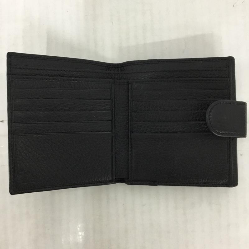 グッチ GUCCI 財布 二つ折り GG 無地 黒 / ブラック / X 金 / ゴールド /  レディース USED 古着 中古 10095281