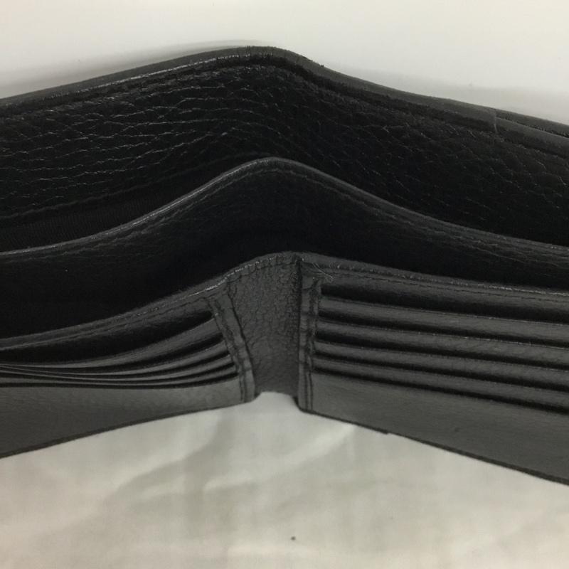 グッチ GUCCI 財布 二つ折り GG 無地 黒 / ブラック / X 金 / ゴールド /  レディース USED 古着 中古 10095281